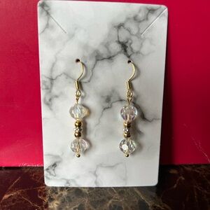 Elegant Gold and Crystal Drop Earrings for Wedding or Special Occasion